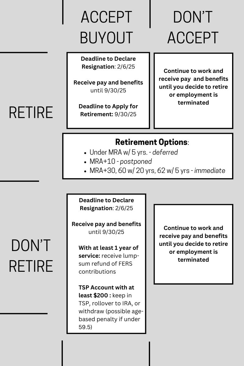 Federal Employee Options - Accepting Buyout or not plus retirement