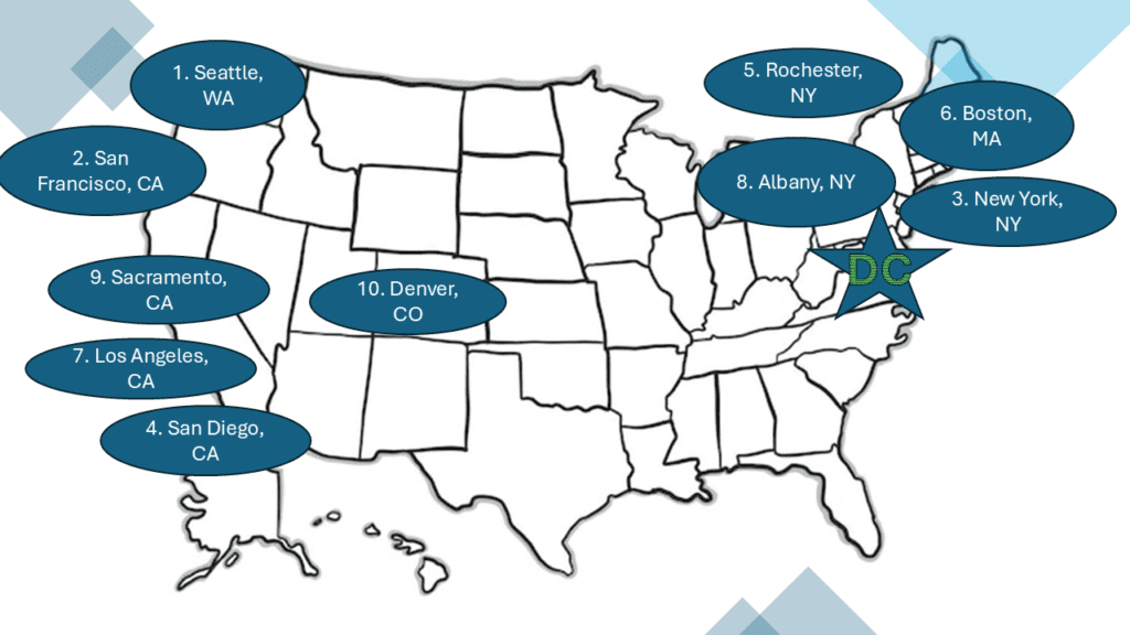 2025 General Schedule Locality Map Top 10 Areas and DC