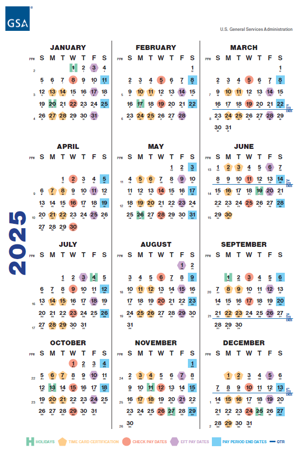 GSA Pay Calendar for Federal Employees 2025