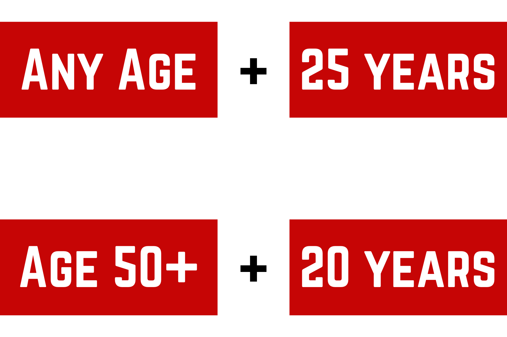 Any age with 25 years, age 50 or older with 20 years of service - VERA/VSIP 2025